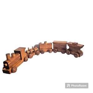 Vintage Handmade Wood Toy Train Removeable Toy Car & Logs 27.5" Long